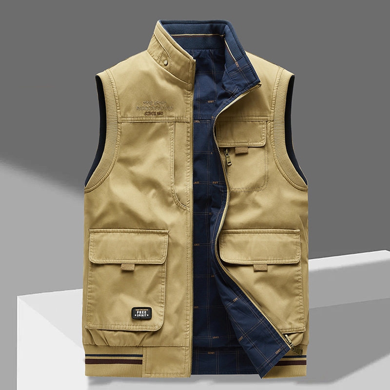 Gilet Utilitaire Réversible Homme, coloris Bleu Kaki