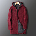 Veste Longue à Capuche Décontractée d’Hiver pour Homme, coloris Rouge
