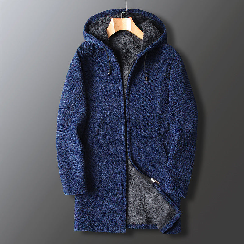 Veste Longue à Capuche Décontractée d’Hiver pour Homme, coloris Bleu marine