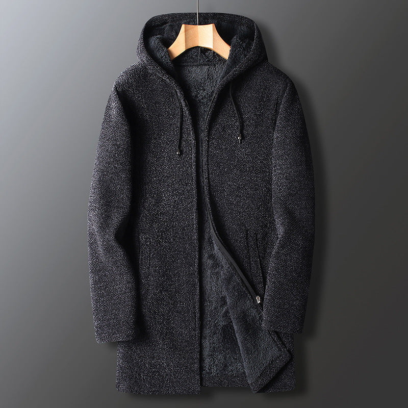 Veste Longue à Capuche Décontractée d’Hiver pour Homme, coloris Gris foncé