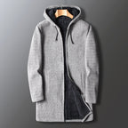 Veste Longue à Capuche Décontractée d’Hiver pour Homme, coloris Gris clair