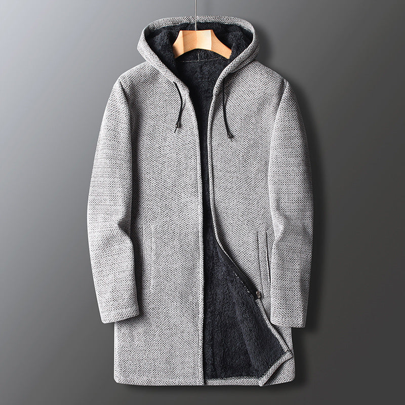 Veste Longue à Capuche Décontractée d’Hiver pour Homme, coloris Gris clair