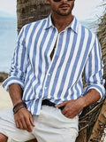 Chemise rayee homme decontractee, coloris Bleu