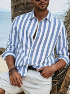 Chemise rayee homme decontractee, coloris Bleu