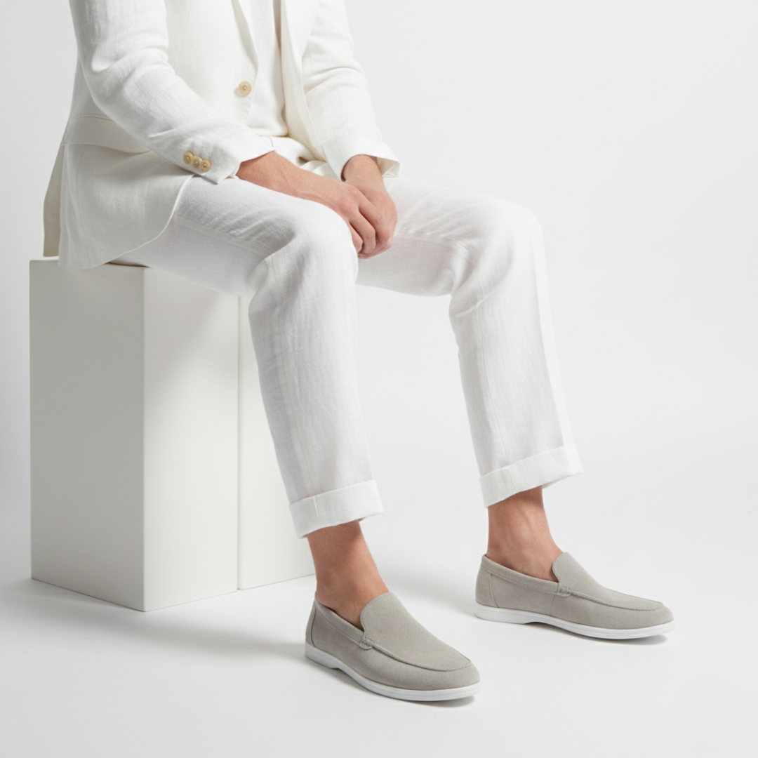 Mocassins homme à semelle contrastante, coloris Gris