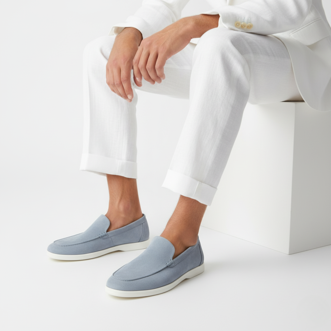 Mocassins homme à semelle contrastante, coloris Bleu