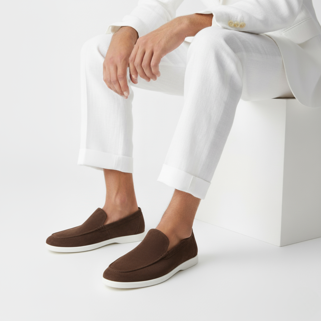 Mocassins homme à semelle contrastante, coloris Marron