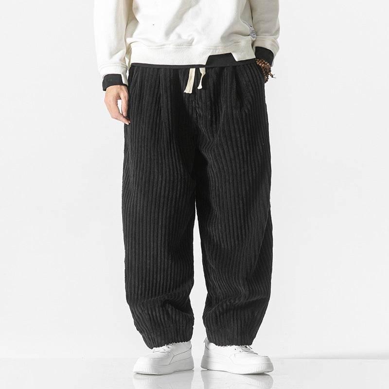 Pantalon Homme en Velours Côtelé, coloris Noir