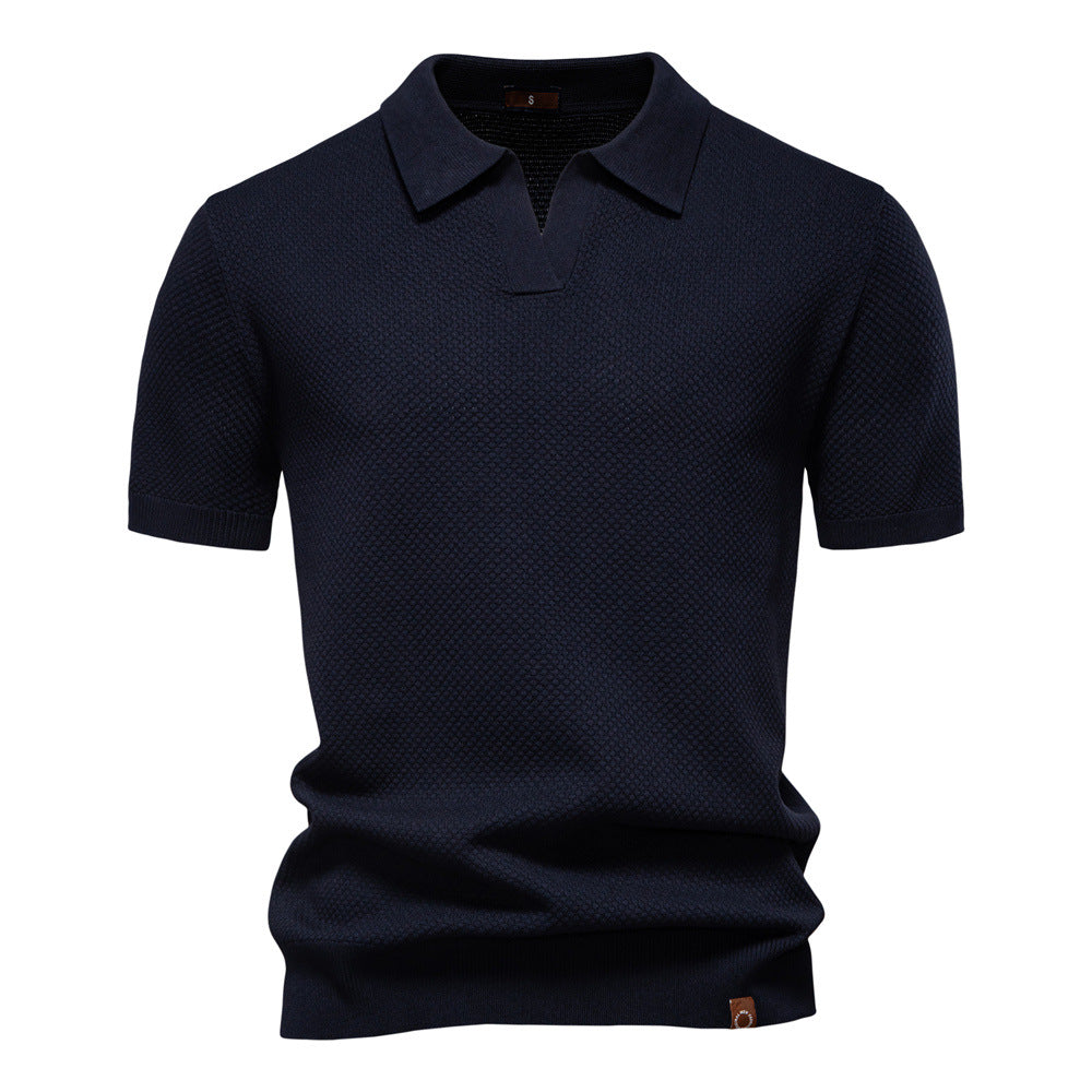 Chemise polo structurée pour homme, coloris Bleu marine