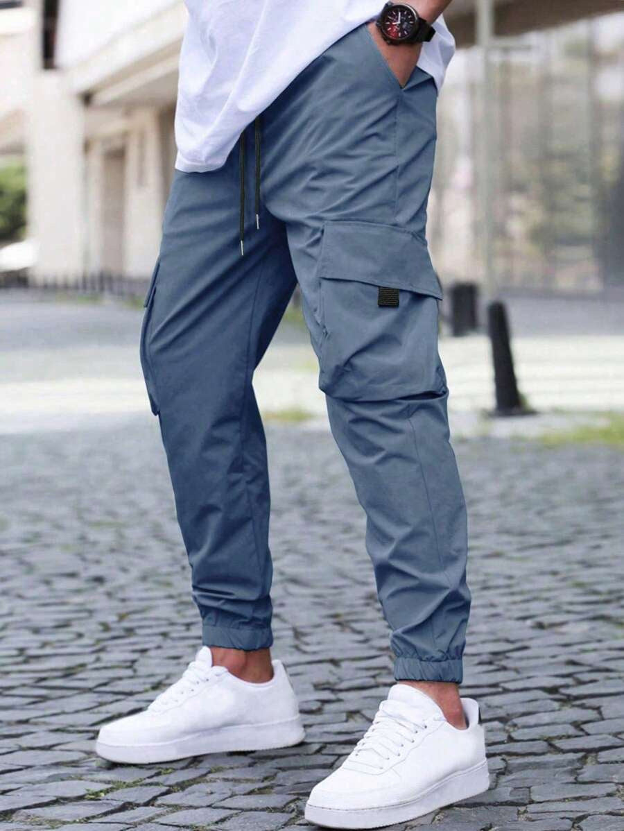 Pantalon Jogger Cargo Coupe Slim pour Homme, coloris Bleu