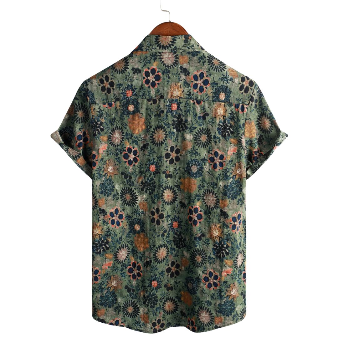 Chemise hawaïenne en coton pour homme à manches courtes, vue 2