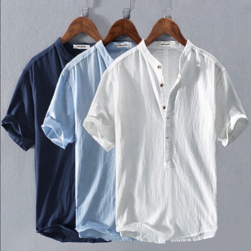 Chemise Décontractée à Manches Courtes en Lin Homme