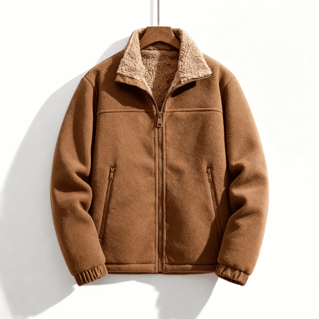 Veste doublée en polaire pour hommes, coloris Brun