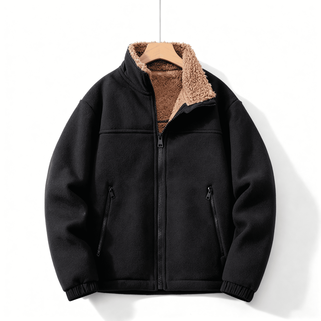 Veste doublée en polaire pour hommes, coloris Noir