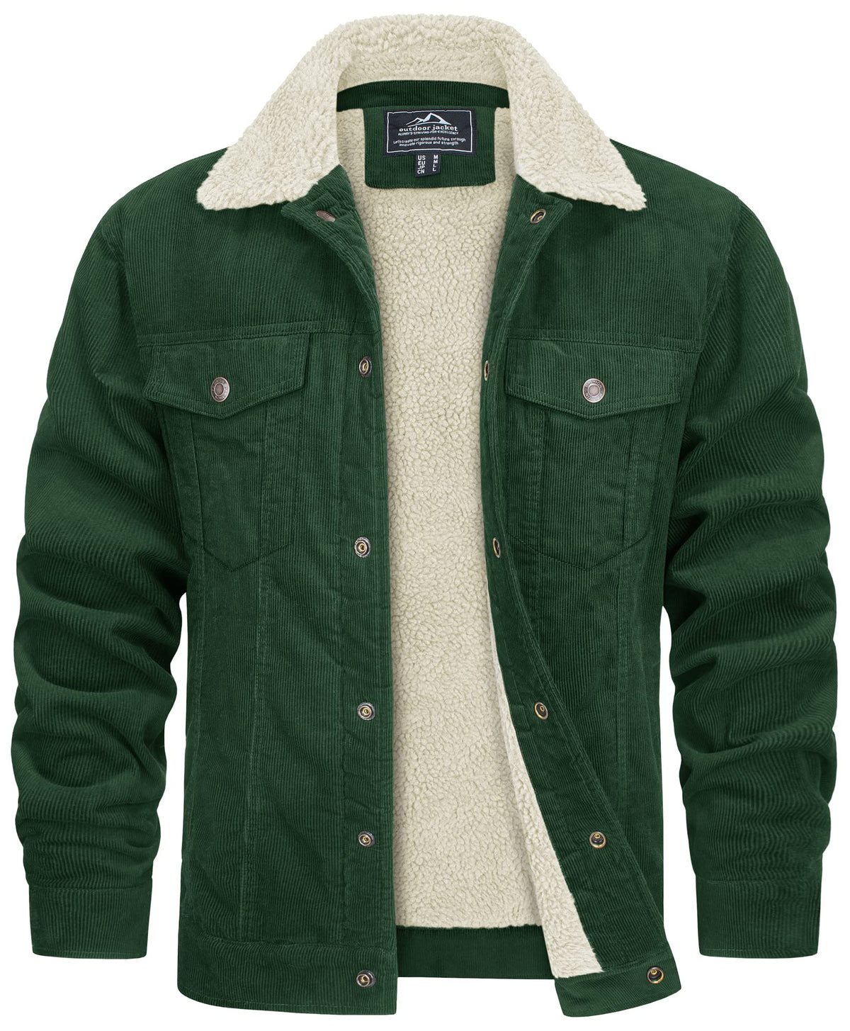 Veste pour Homme Velours Côtelé aux Intempéries, coloris Vert