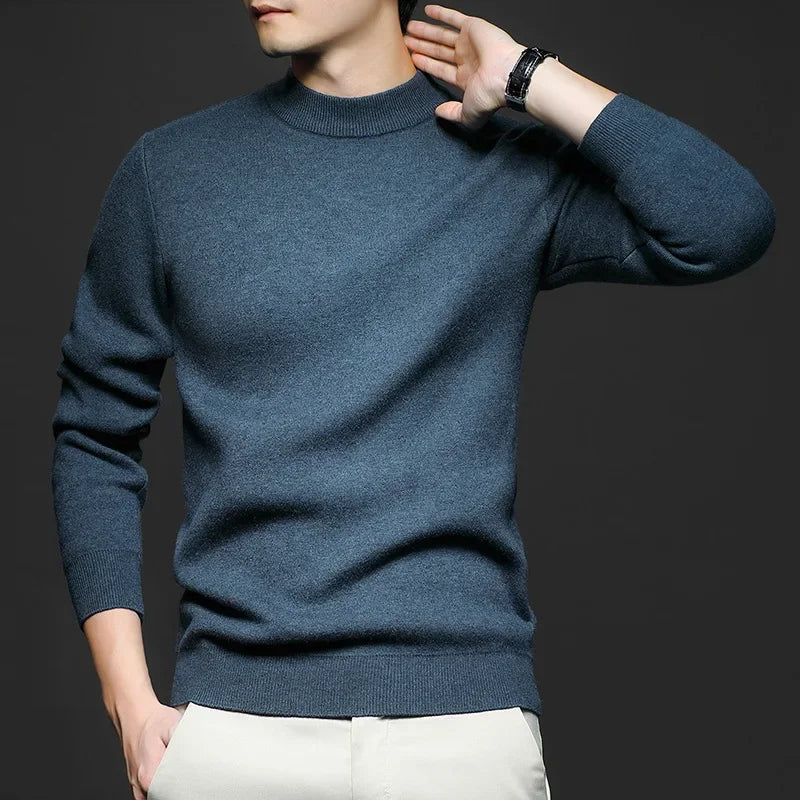 Pull en Laine pour Homme à Col Mi-Haut, coloris Bleu ciel