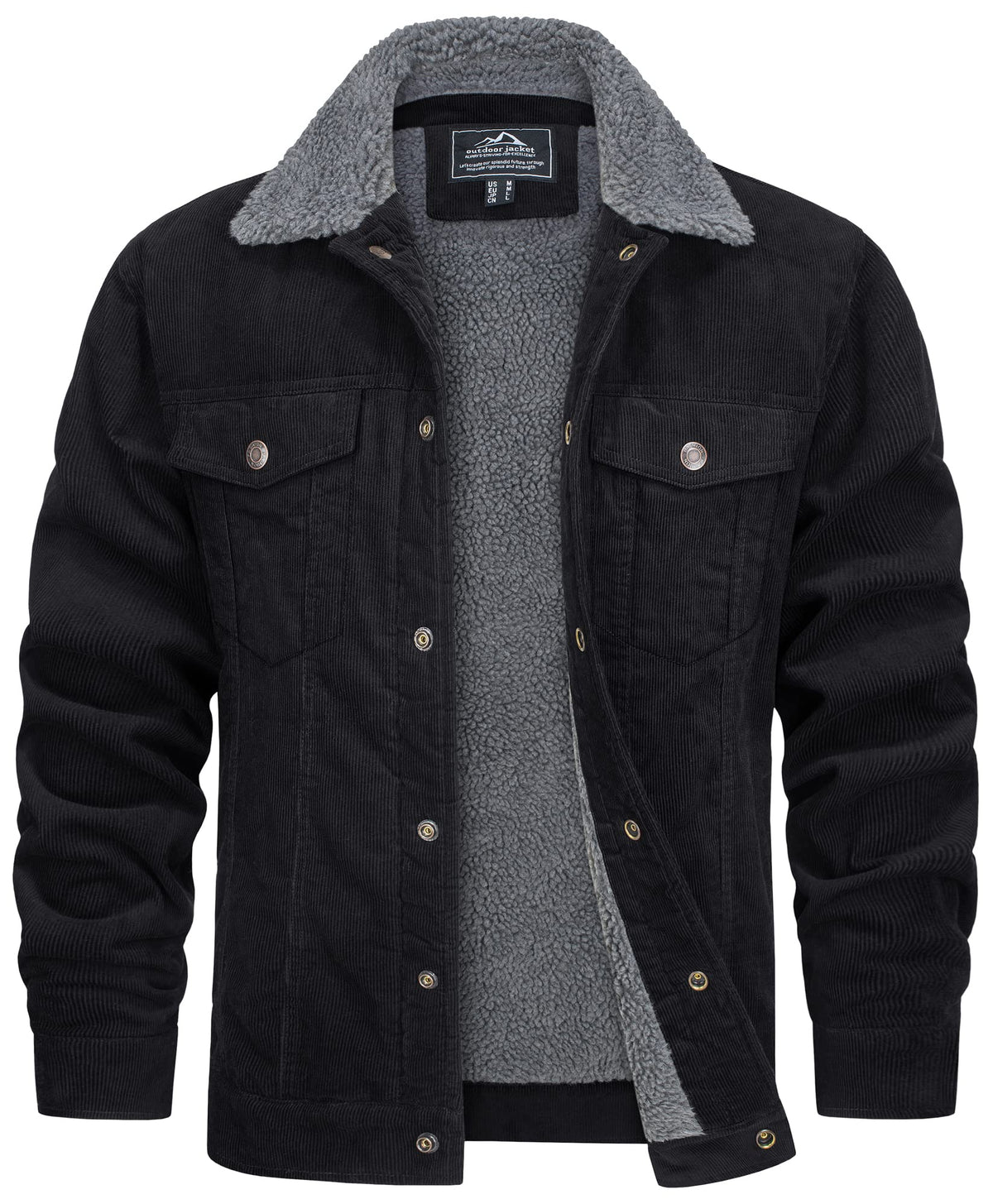 Veste pour Homme Velours Côtelé aux Intempéries, coloris Noir