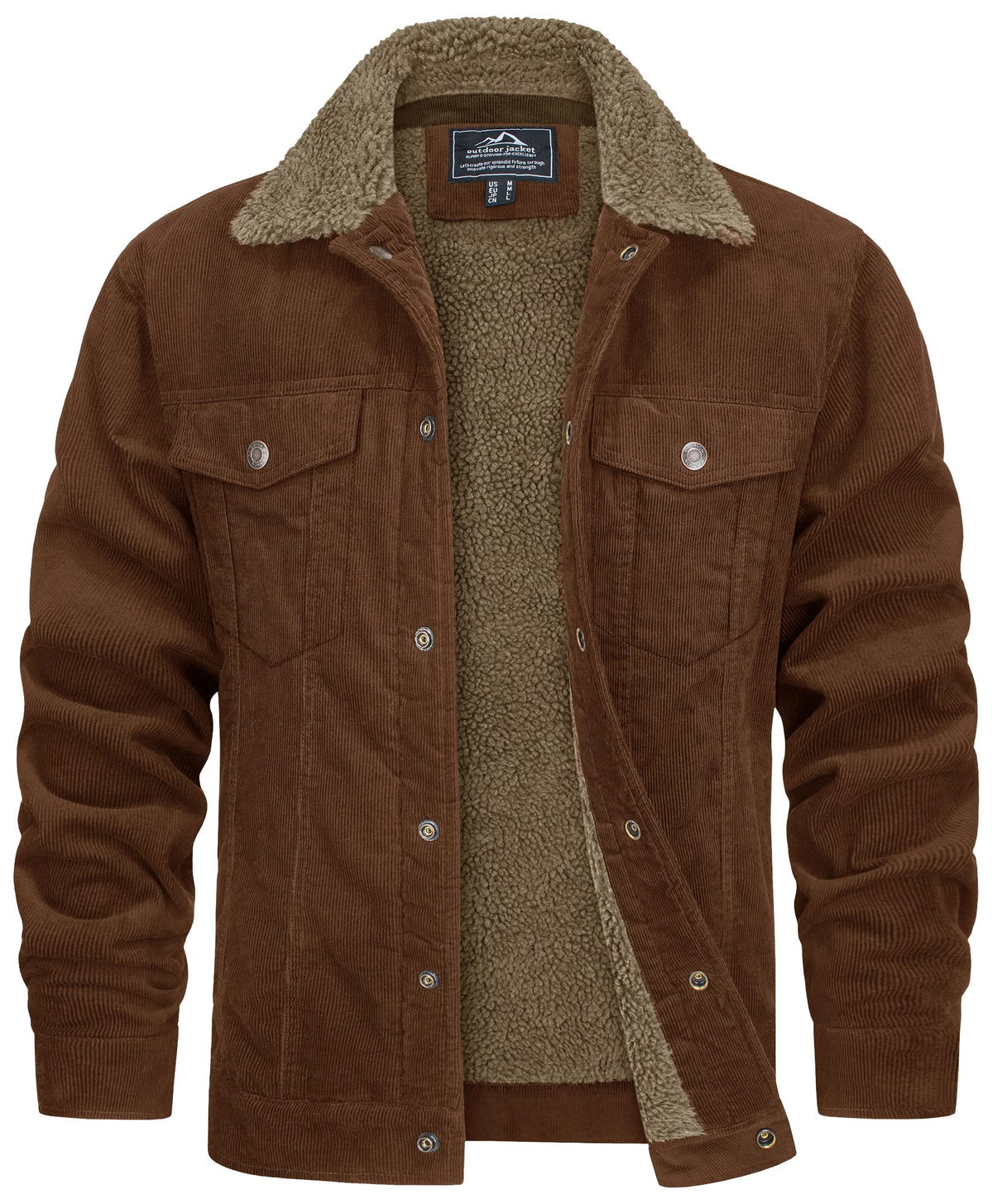 Veste pour Homme Velours Côtelé aux Intempéries, coloris Brun