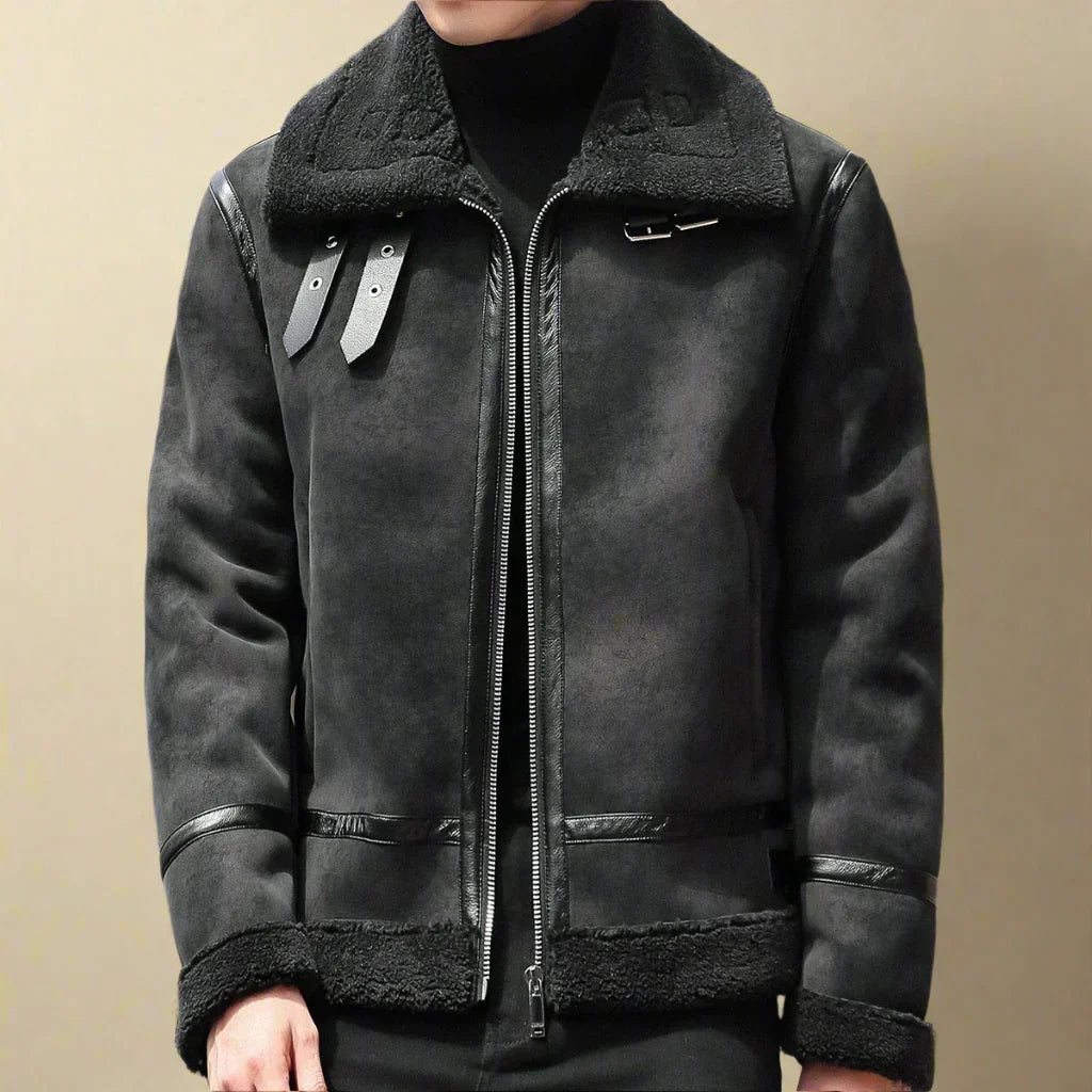 Manteau d’Hiver en Suède pour Homme Ceinture, variante Panthère noire