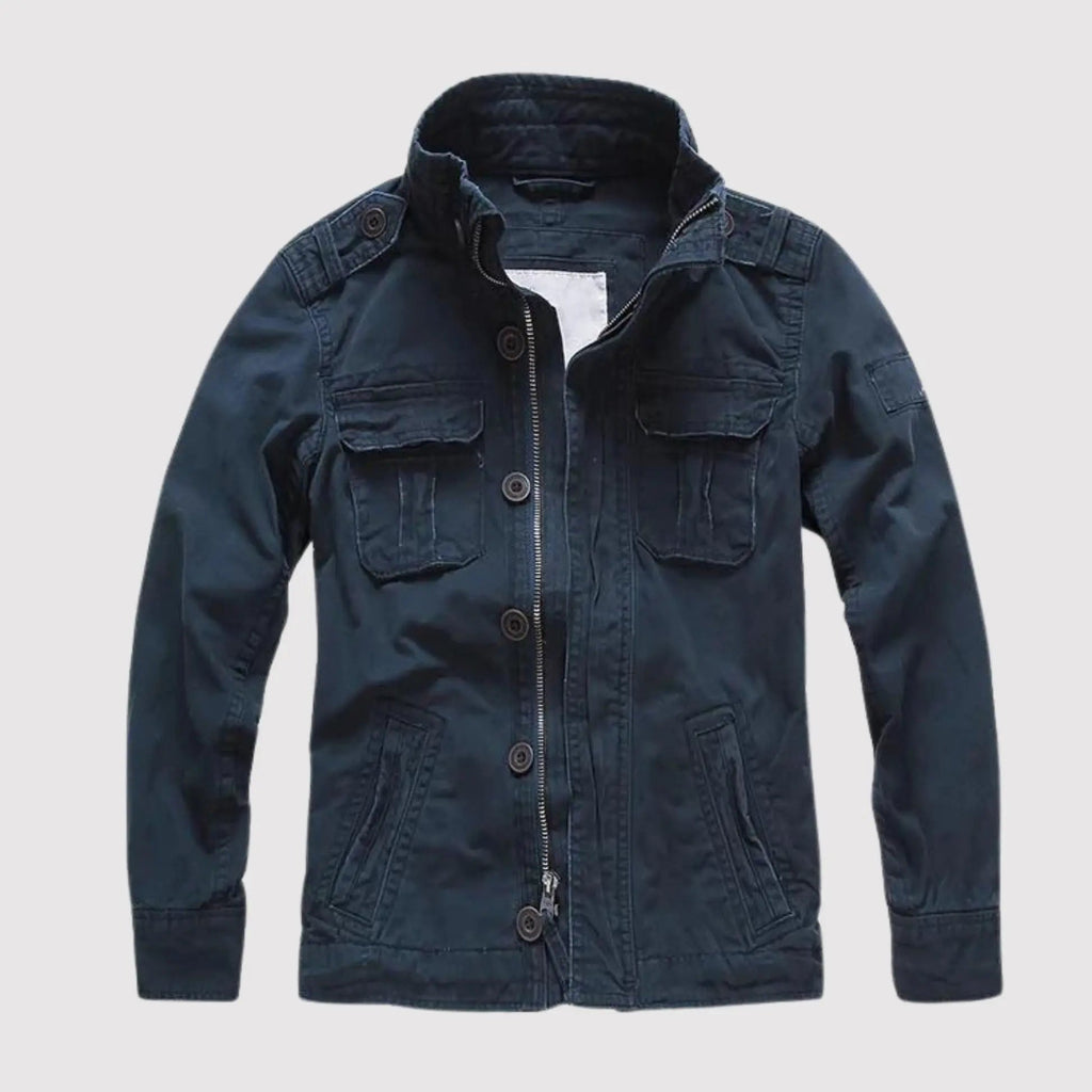 Veste classique à manches longues pour hommes avec poches, coloris Bleu marine