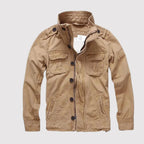 Veste classique à manches longues pour hommes avec poches, coloris Kaki