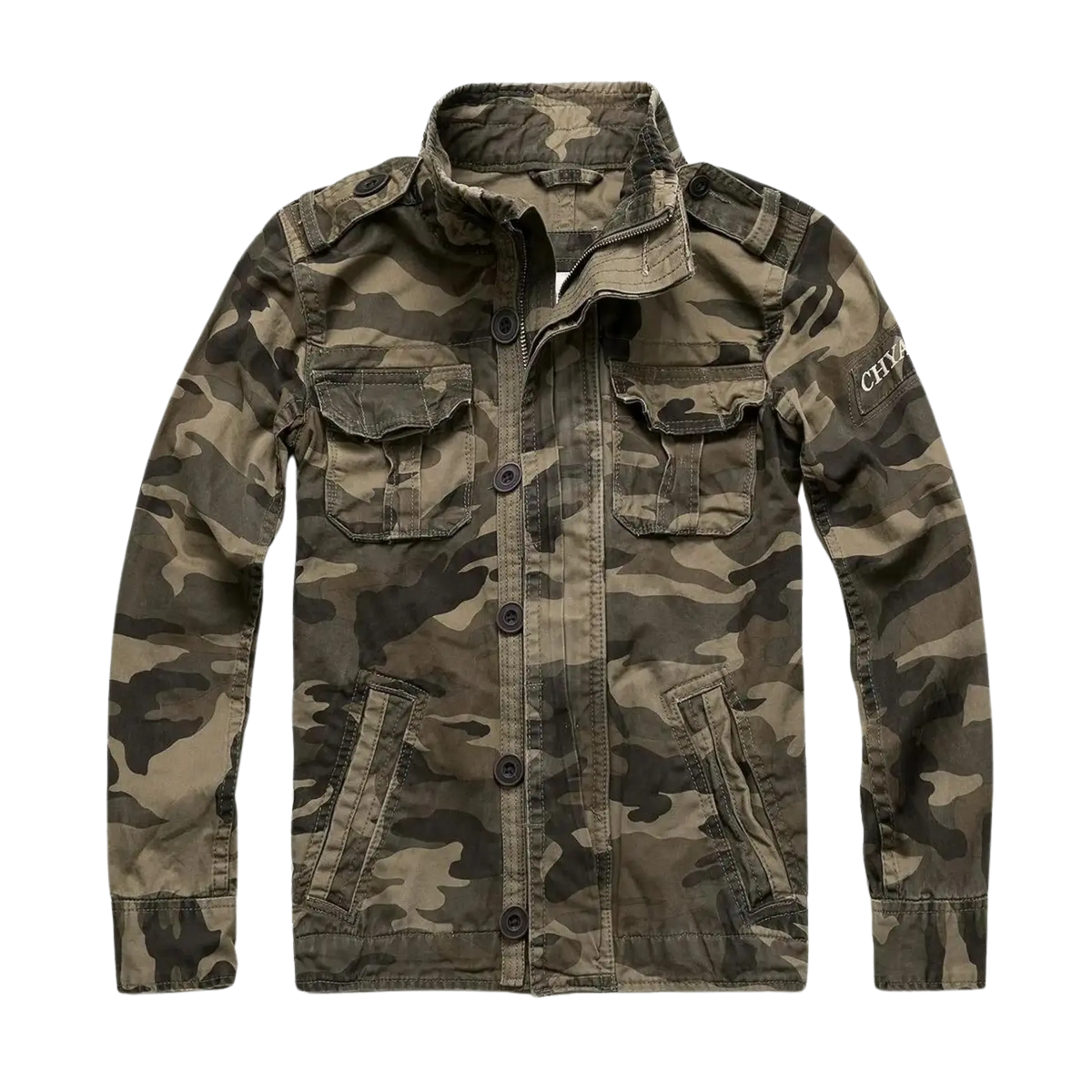 Veste classique à manches longues pour hommes avec poches, coloris Brun