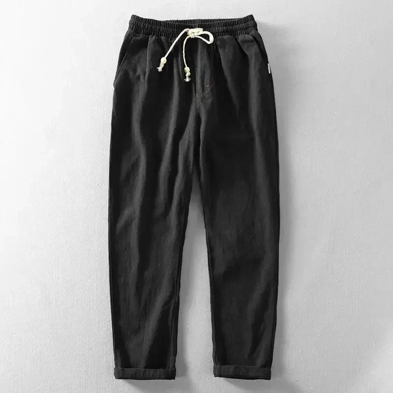 Pantalon en Lin Homme, coloris Noir