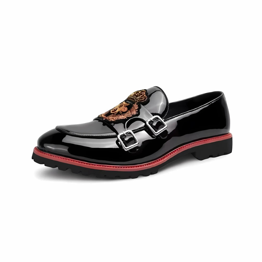 Mocassins vernis à motif abeille, coloris Noir, vue principale