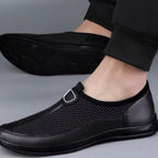 Mocassins En Mesh Avec Motif Surpiqures, coloris Noir, vue 3