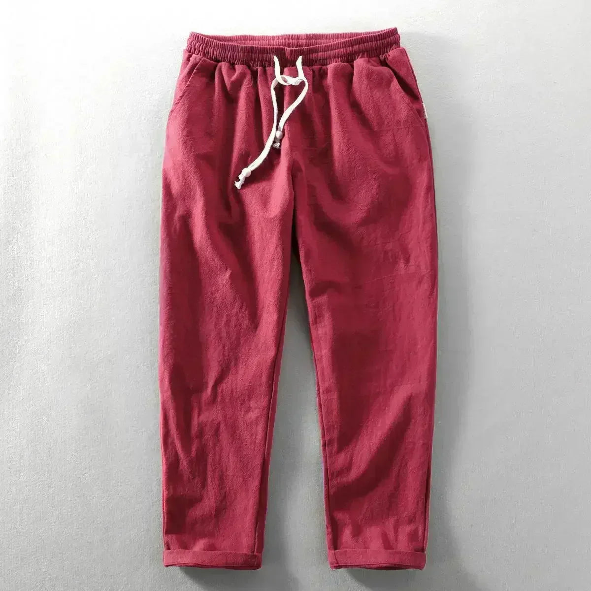 Pantalon en Lin Homme, coloris Rouge