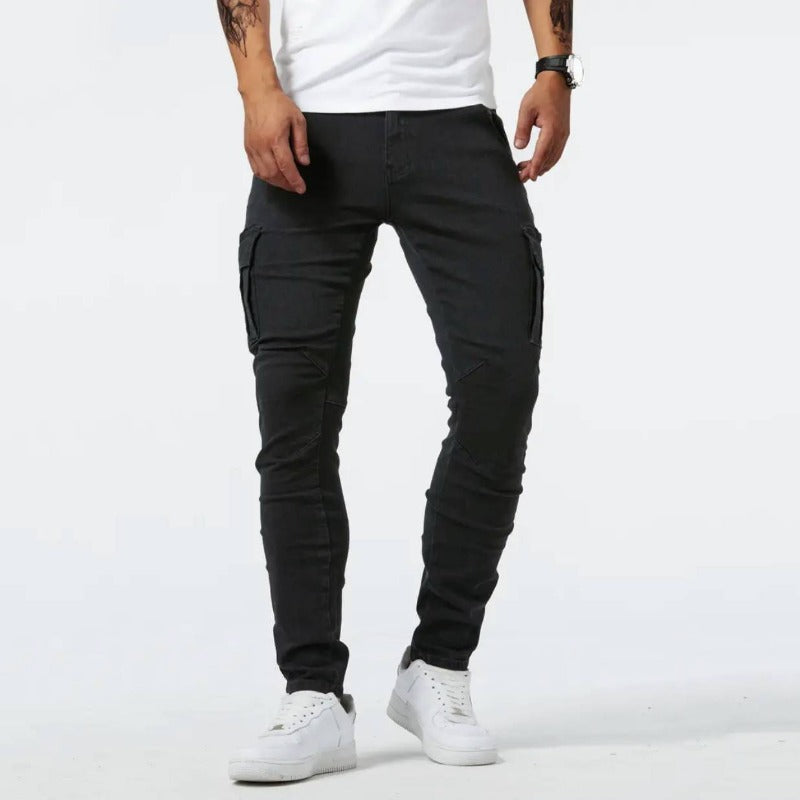 Pantalon Cargo Ajusté pour Homme, coloris Noir