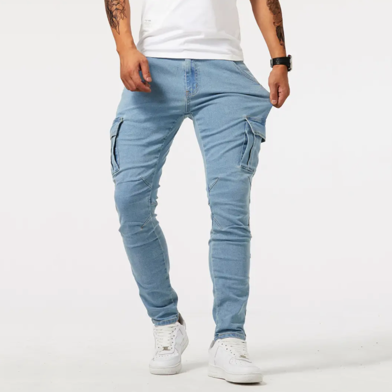 Pantalon Cargo Ajusté pour Homme, coloris Bleu clair