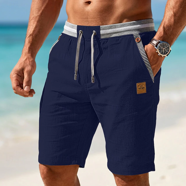 Short d’été homme à cordon, coloris Bleu marine