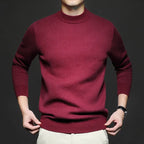 Pull en Laine pour Homme à Col Mi-Haut, coloris Bordeaux