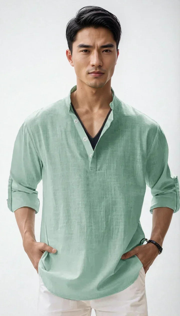 Chemise en lin pour homme, coloris Vert