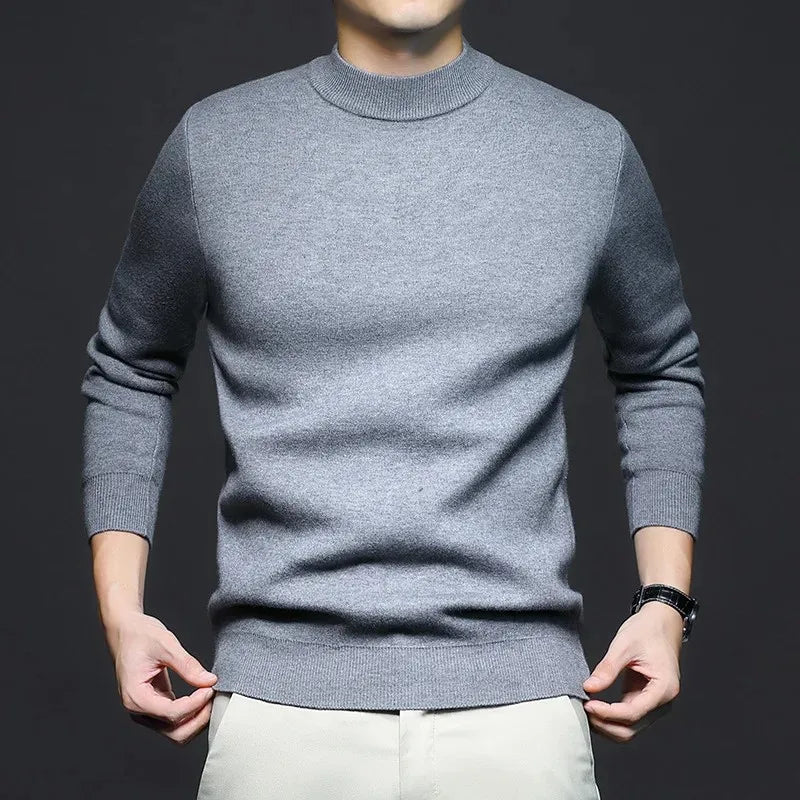 Pull en Laine pour Homme à Col Mi-Haut, coloris Gris