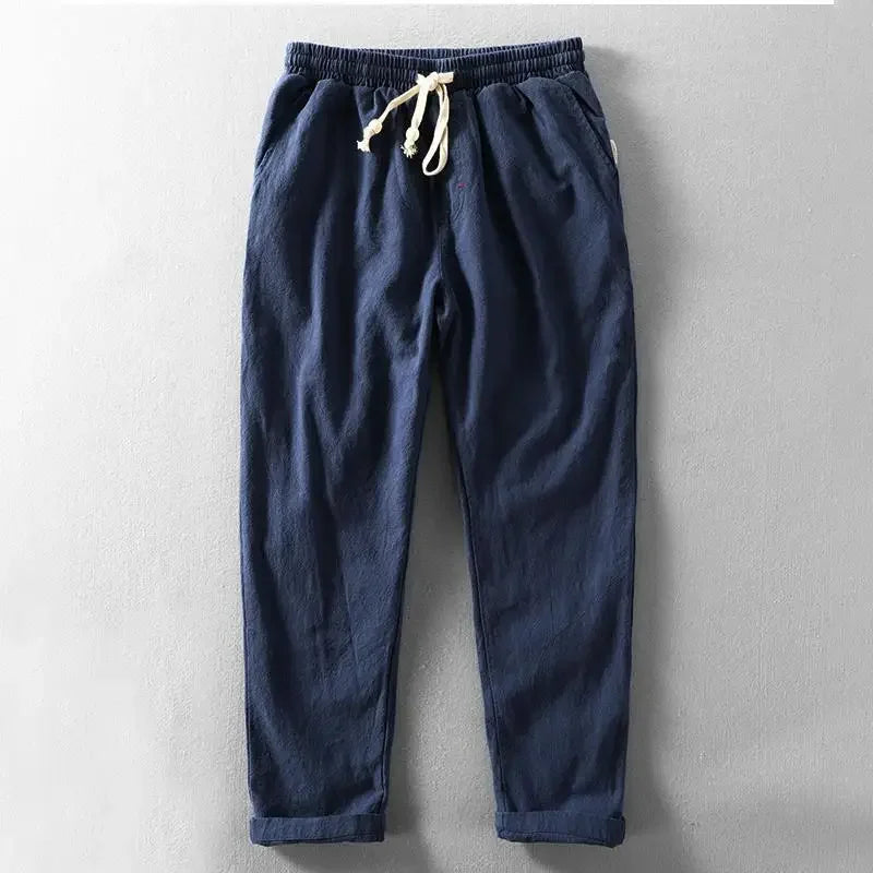 Pantalon en Lin Homme, coloris Bleu marine