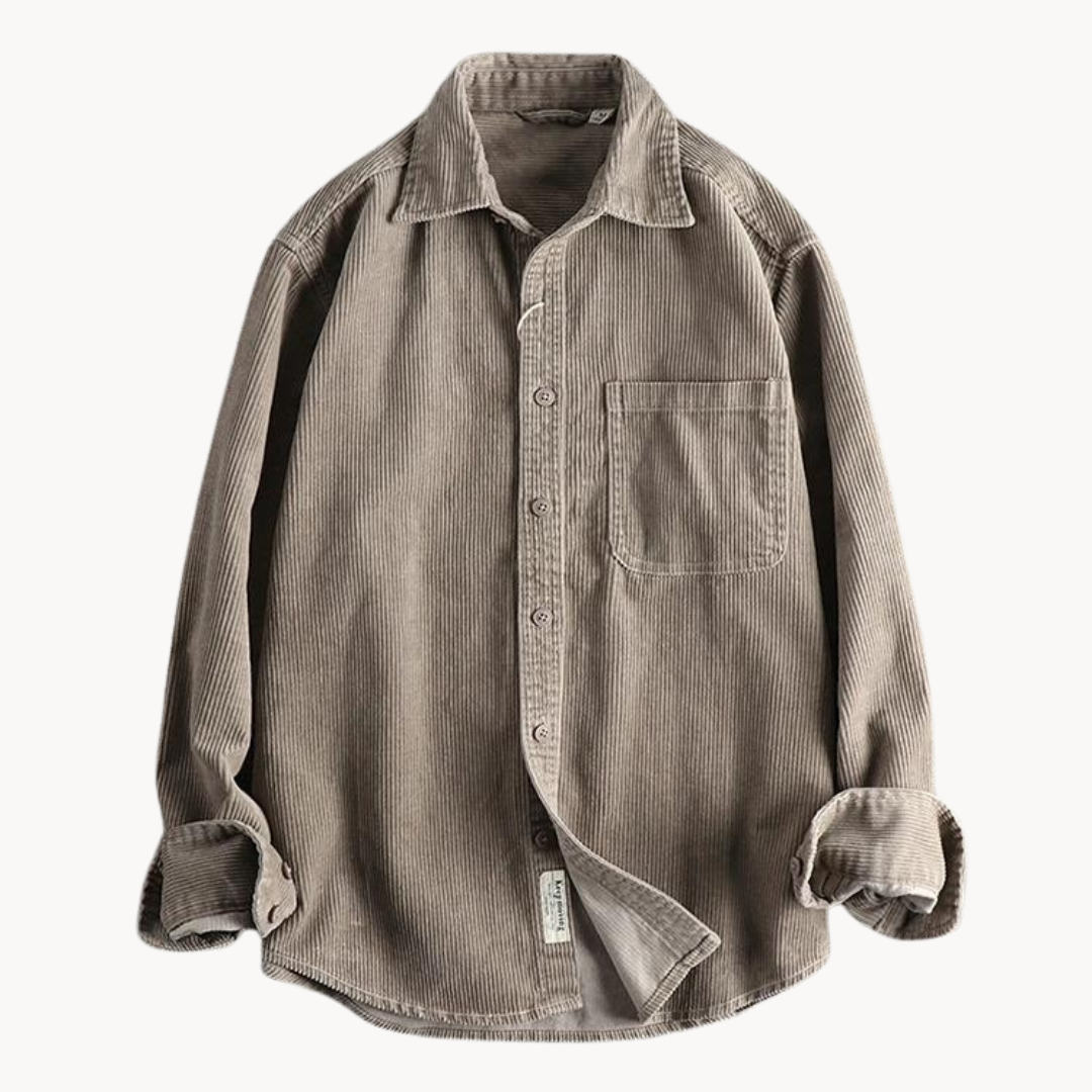 Chemise Boutonnée à Texture Côtelée pour Homme, coloris Taupe
