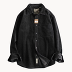 Chemise Boutonnée à Texture Côtelée pour Homme, coloris Noir