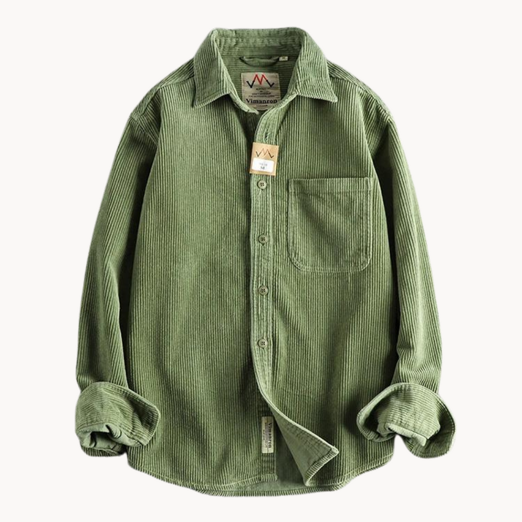 Chemise Boutonnée à Texture Côtelée pour Homme, coloris Sauge
