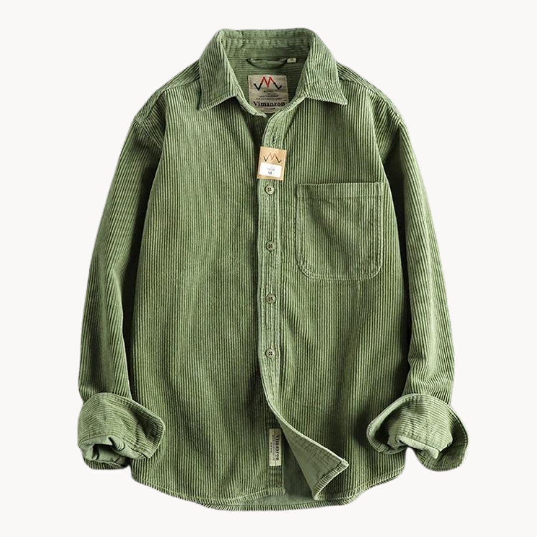Chemise Boutonnée à Texture Côtelée pour Homme, coloris Sauge