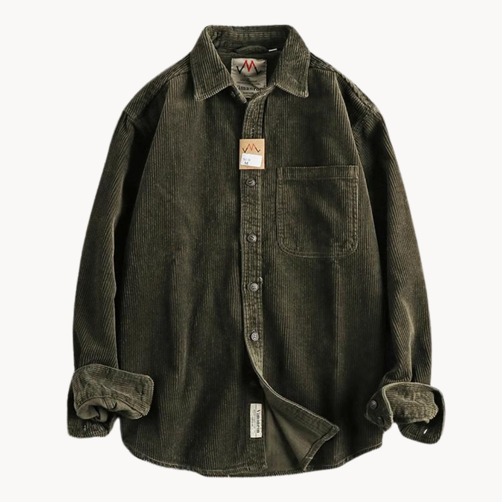Chemise Boutonnée à Texture Côtelée pour Homme, coloris Vert
