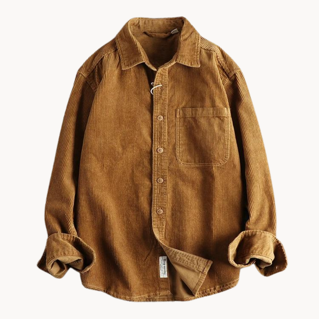 Chemise Boutonnée à Texture Côtelée pour Homme, coloris Miel