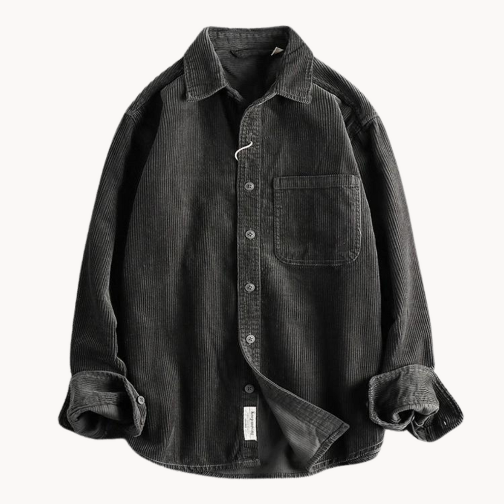 Chemise Boutonnée à Texture Côtelée pour Homme, coloris Gris