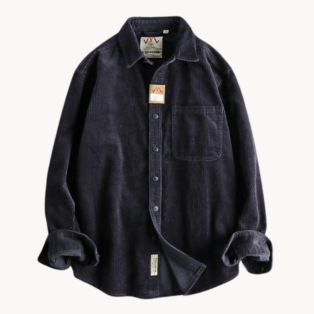 Chemise Boutonnée à Texture Côtelée pour Homme, coloris Bleu marine