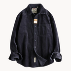 Chemise Boutonnée à Texture Côtelée pour Homme, coloris Bleu marine