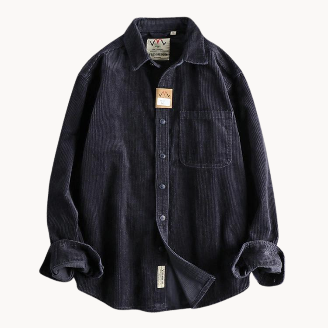 Chemise Boutonnée à Texture Côtelée pour Homme, coloris Bleu marine