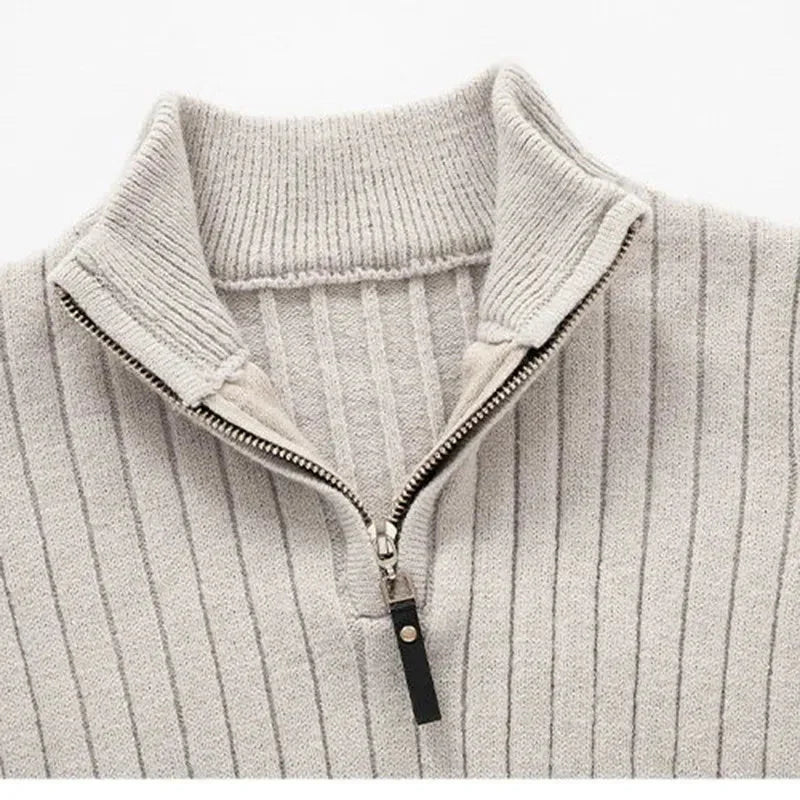 Pull Demi-Zip Côtelé Doux pour Homme, vue 2