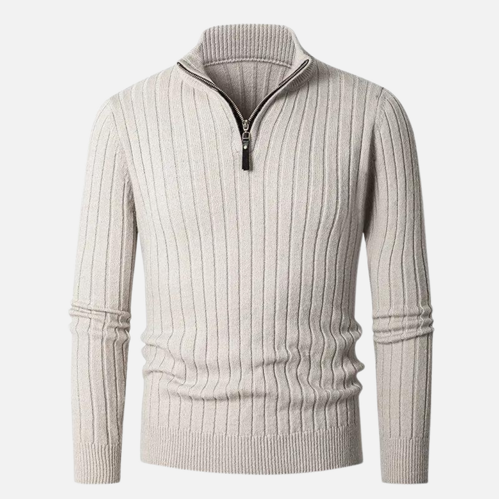 Pull Demi-Zip Côtelé Doux pour Homme, vue principale
