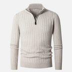 Pull Demi-Zip Côtelé Doux pour Homme, vue principale